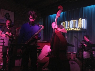 Me, Natalie Sued, Andrew Bergmann, Gustavo Nandayapa at Jazzatlan, Mexico City, October 2019